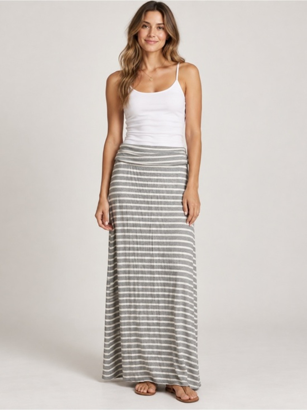 J Crew Skirt Womens Extra Small Maxi Soft Striped Modal Viscose Stretch Beach